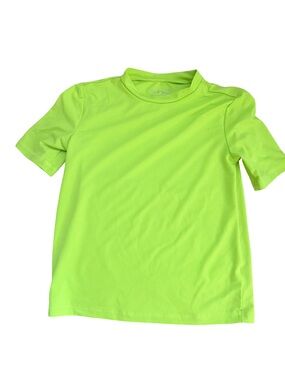 Cat & Jack Boys Neon Lime Green Short Sleeve Rash Guard Swim Shirt -Size S (6/7)